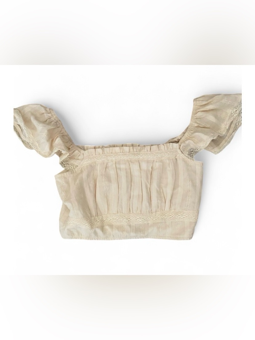 Altar'd State Grayson Natural Smocked Sleeve Crop Top